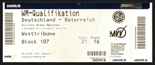 Biglietto 2013 germania v - germania,